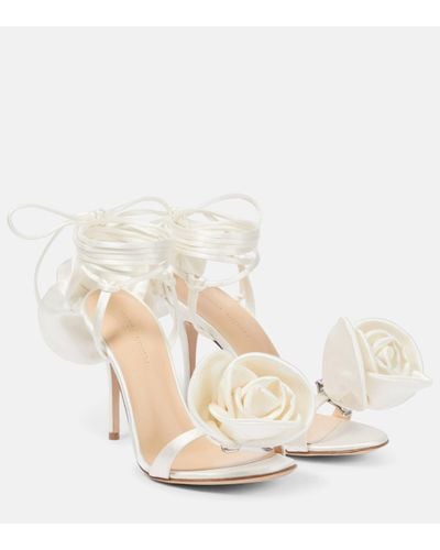 Magda Butrym Floral-applique Satin Sandals - White