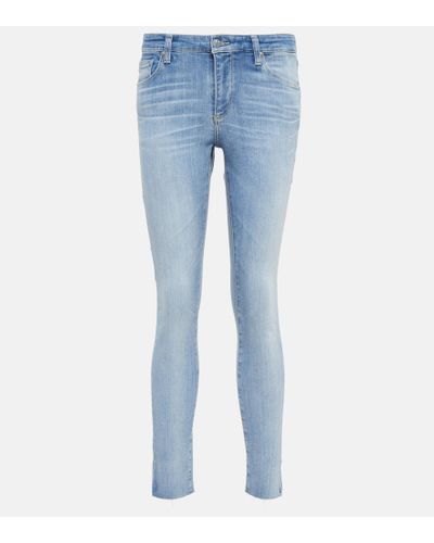 AG Jeans Jeans ajustados con bajo dividido - Azul