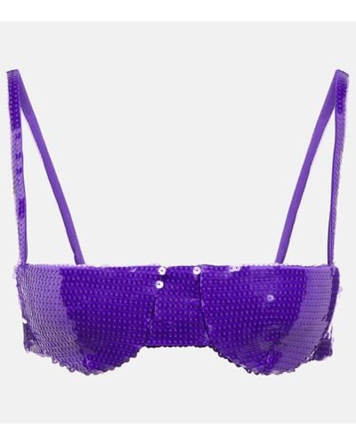 LAQUAN SMITH Sequined Bra Top - Purple
