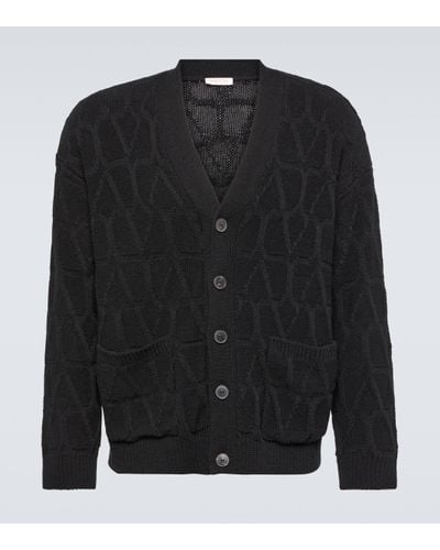 Valentino Cardigan Toile Iconographe en laine vierge - Noir