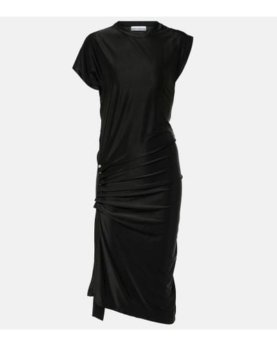Rabanne Draped Jersey Midi Dress - Black