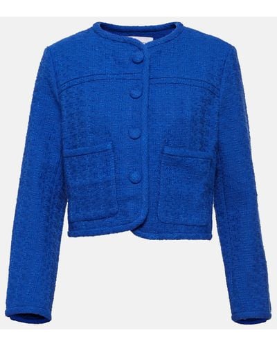 Proenza Schouler White Label Cropped Tweed Jacket - Blue