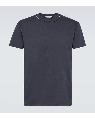 Valentino T-Shirt Rockstud aus Baumwoll-Jersey - Blau