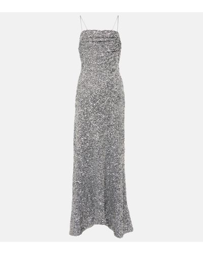 Ganni Robe longue a sequins - Gris