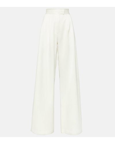 Alex Perry Pantalon ample a taille haute en satin - Blanc