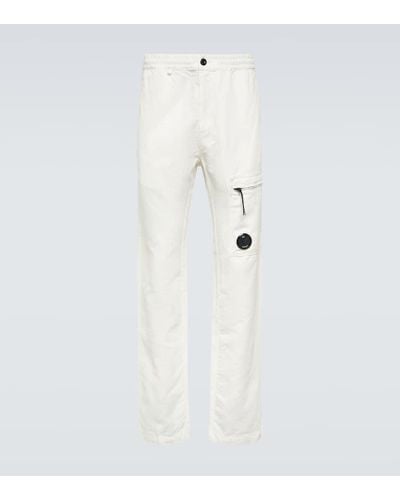 C.P. Company Pantaloni regular in cotone e lino - Bianco