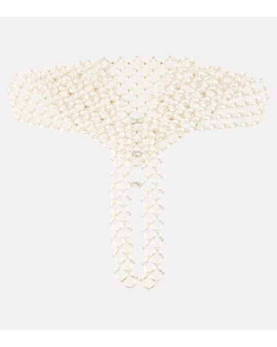 Simone Rocha Bufanda de perlas sinteticas adornada - Blanco