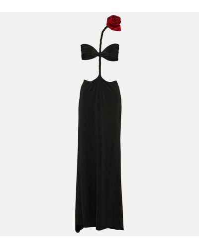 Magda Butrym Floral-applique Jersey Gown - Black