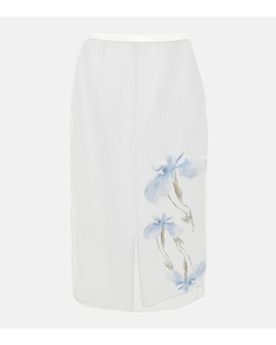 Givenchy Floral Devore Satin Midi Skirt - White