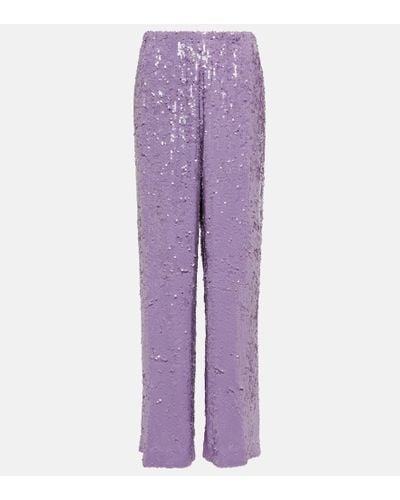Dries Van Noten Sequined Straight Pants - Purple