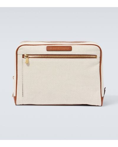 Brunello Cucinelli Leather-trimmed Canvas Toiletry Bag - Natural