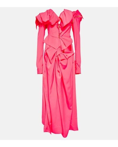 Vivienne Westwood Vestido largo Drunken LS fruncido - Rosa