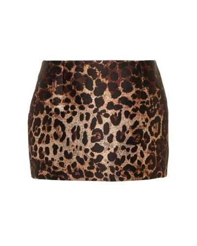 Dolce & Gabbana Leopard-print Jacquard Miniskirt - Brown