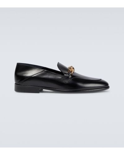 Versace Medusa Chain-link Leather Loafers - Black