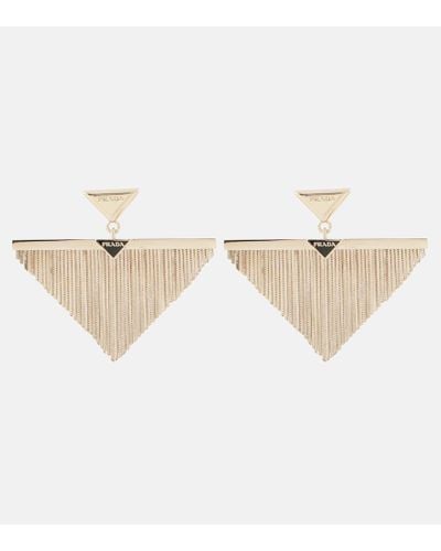 Prada Pendientes triangulares adornados - Neutro