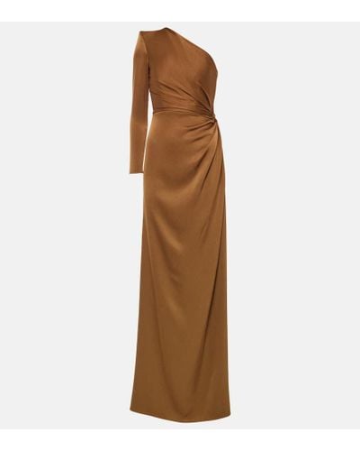Alex Perry One-shoulder Satin Gown - Brown