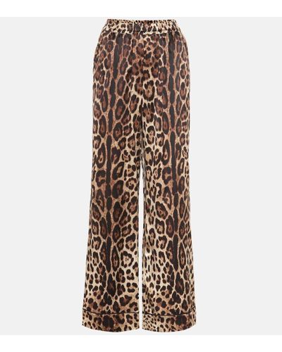 Dolce & Gabbana Leopard-Print Satin Pajama Pants - Marrón