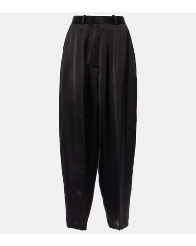 Co. High-rise Satin Crepe Wide-leg Pants - Black