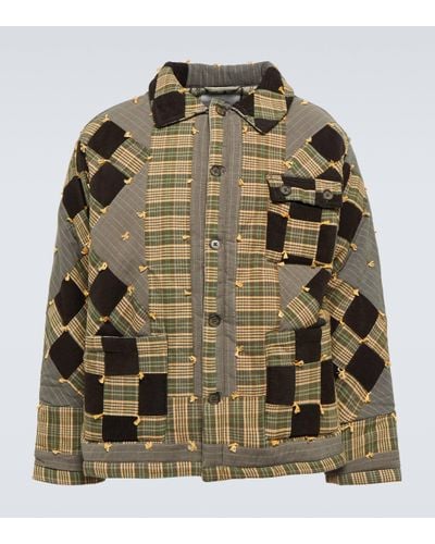 Bode Corduroy Nine Patch Quilt Jacket - Green