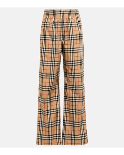 Burberry Vintage Check High-rise Wide-leg Sweatpants - Natural