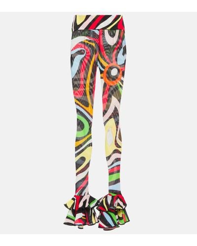 Emilio Pucci Ruffle-trimmed Printed Pants - White
