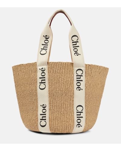 Chloé Chloe X Mifuko Woody Large Raffia Tote - Brown