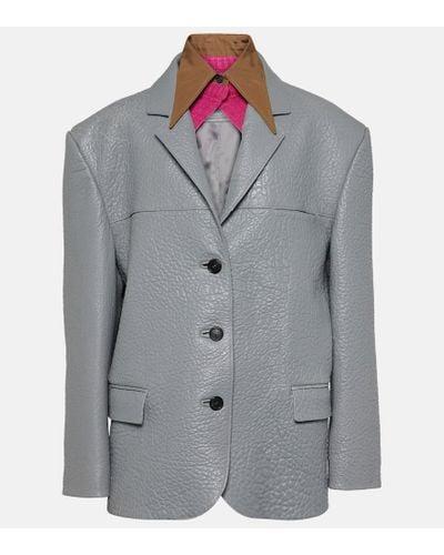 Prada Giacca di pelle oversize - Grigio