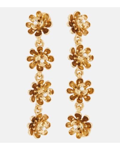 Oscar de la Renta Embellished Drop Earrings - Metallic
