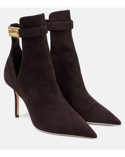 Jimmy Choo Nell 85 Suede Ankle Boots - Black