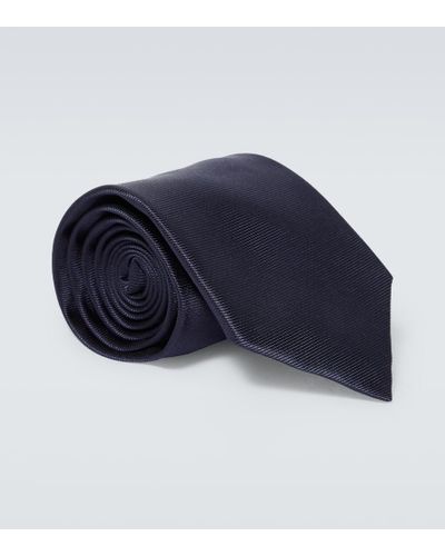 Tom Ford Corbata de sarga de seda - Azul