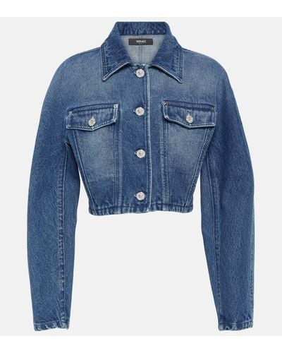 Versace Cropped Denim Jacket - Blue