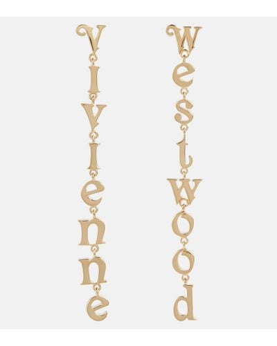 Vivienne Westwood Raimunda Logo Drop Earrings - Metallic