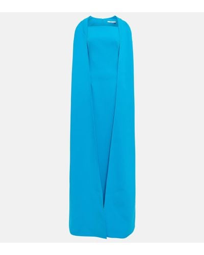 Safiyaa Robe longue en crepe - Bleu