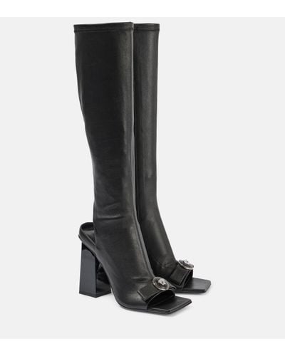 Versace Gianni Ribbon Leather Knee-high Boots - Black