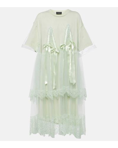 Simone Rocha Bow-detail Layered Jersey Midi Dress - Green
