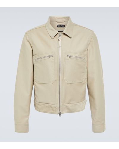 Tom Ford Brushed Cotton Blouson Jacket - Natural