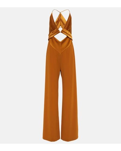 Galvan London Prism Satin-trimmed Crepe Jumpsuit - Brown