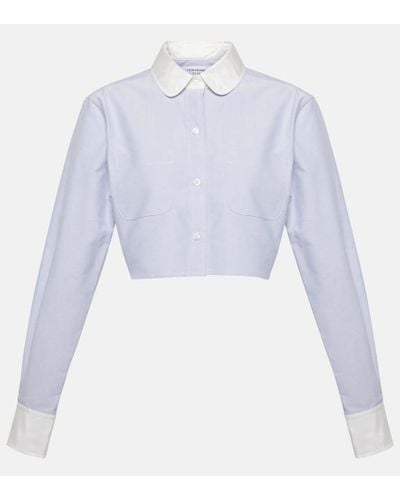 Thom Browne Camisa de algodon cropped - Azul