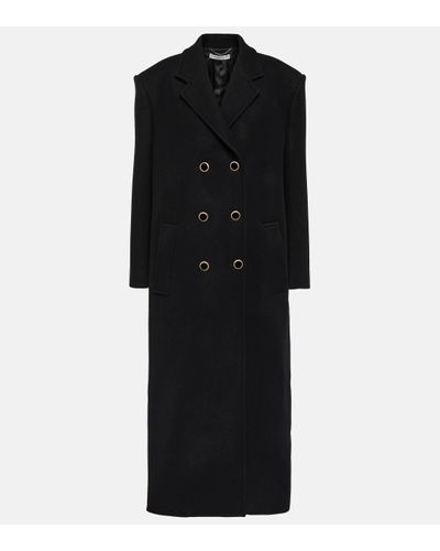 Alessandra Rich Double-breasted Virgin Wool Coat - Black