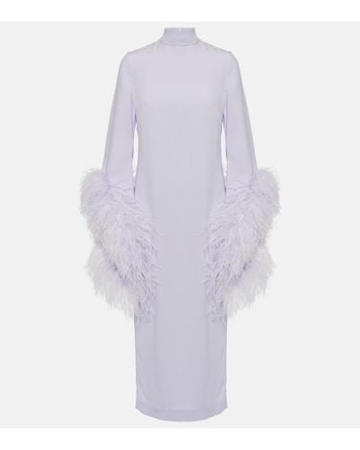 ‎Taller Marmo Del Rio Feather-trimmed Crepe Midi Dress - White