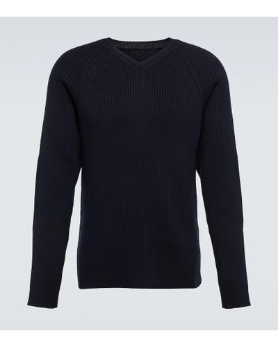 The Row Tomas Ribbed-knit Cotton Sweater - Blue