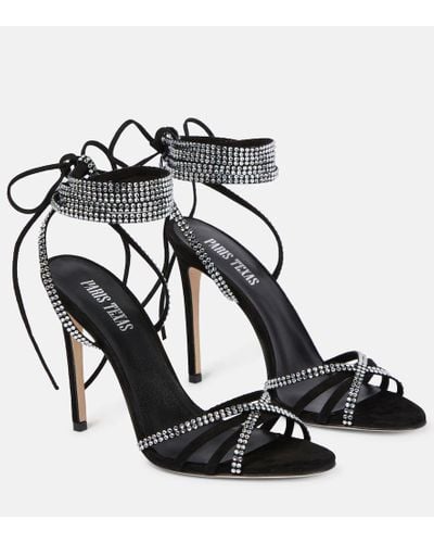 Paris Texas Holly Nicole Leather Sandals - Black