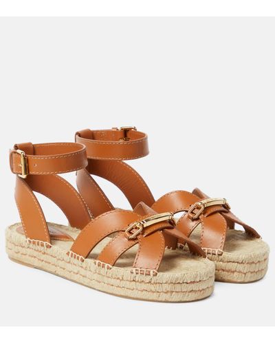 Zimmermann Prisma Leather Espadrille Sandals - Brown