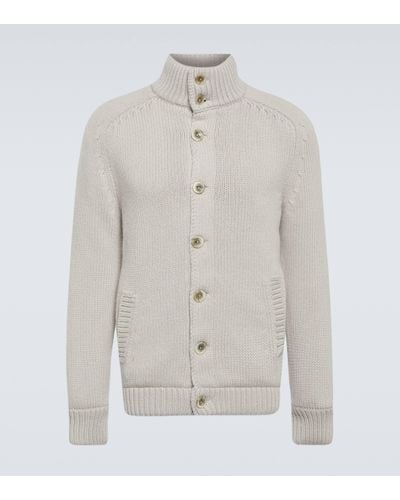 Herno Ribbed-knit Wool Cardigan - White