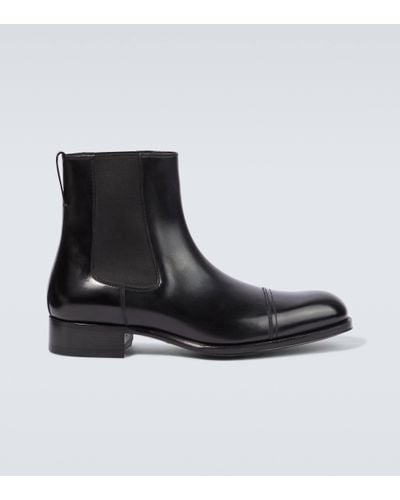 Tom Ford Polished Leather Chelsea Boots - Black
