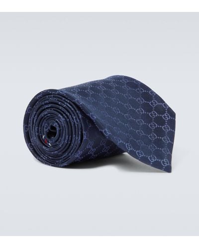 Gucci Cravate en soie GG - Bleu