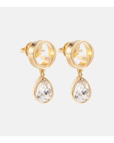 Gucci Orecchini Blondie con cristalli e perle bijoux - Metallizzato