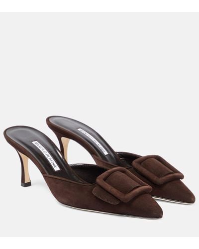 Manolo Blahnik Mules Maysale 70 de ante - Marrón