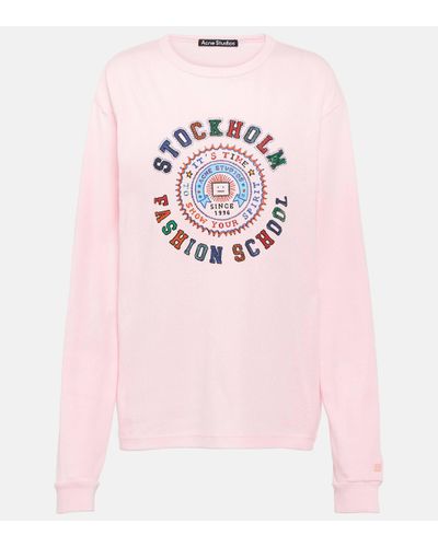 Acne Studios Top imprime en coton - Rose