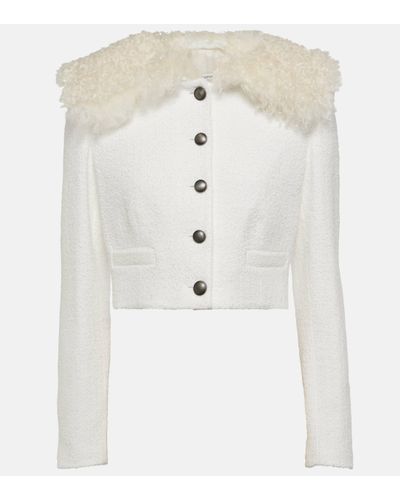 Alessandra Rich Cropped Checked Tweed Jacket - White